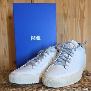 NEW P448 WOMEN'S SOHO WHITE LEATHER SNEAKERS STYLE F22SOHO-W IN WHI/TRAP SIZE 41